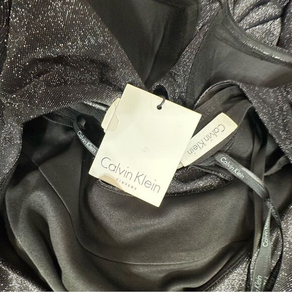 Calvin Klein Black Silver Metallic Strapless Cocktail Maxi Dress | Size 6 - Picture 10 of 14